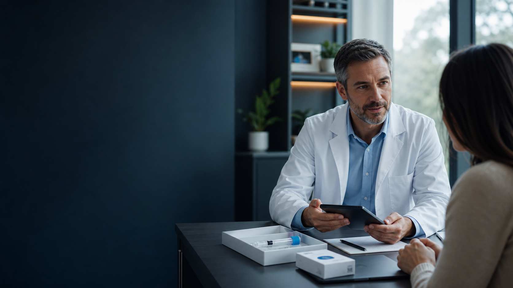 Ιατρός που εξηγεί wellness testing options